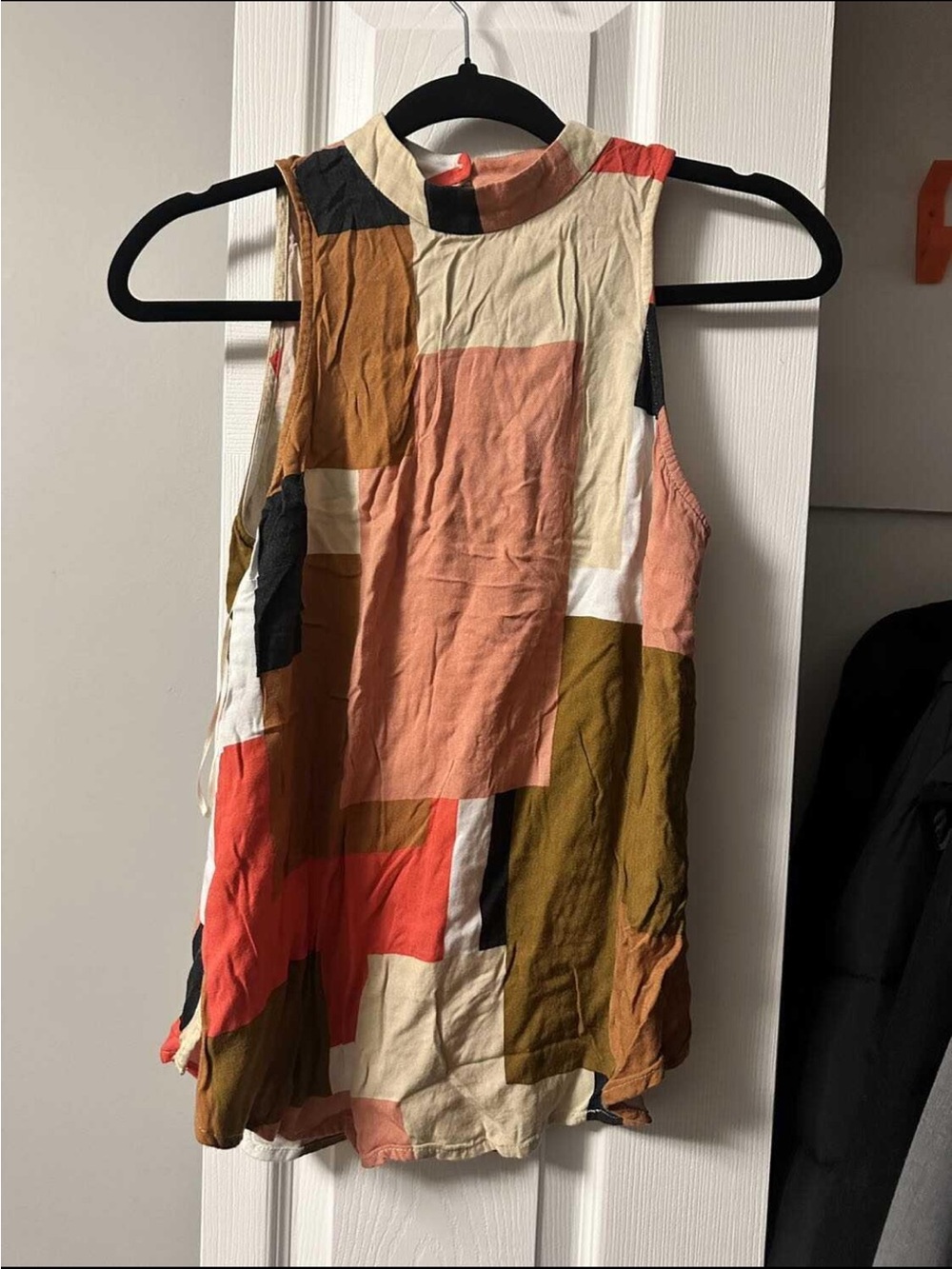 Le Chateau Sleeveless Colorblock Mock Neck Top